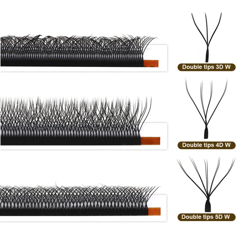 double tips 3D W VS 4D W VS 5D W lash extension different detail