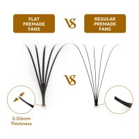 flat premmade lash fans vs regular premade fans