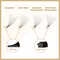 premade fans lashes long stem vs short stem vs pointy based